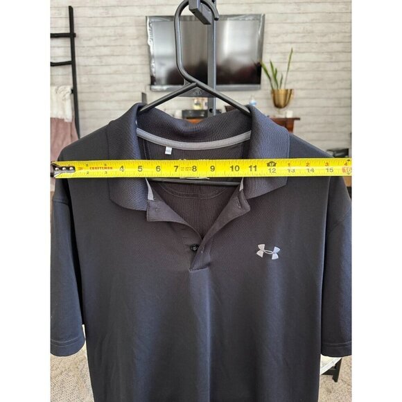 Under Armour Black/Pitch Gray Heat Gear Loose Fit Golf Polo Mens Size Large - Picture 4 of 6